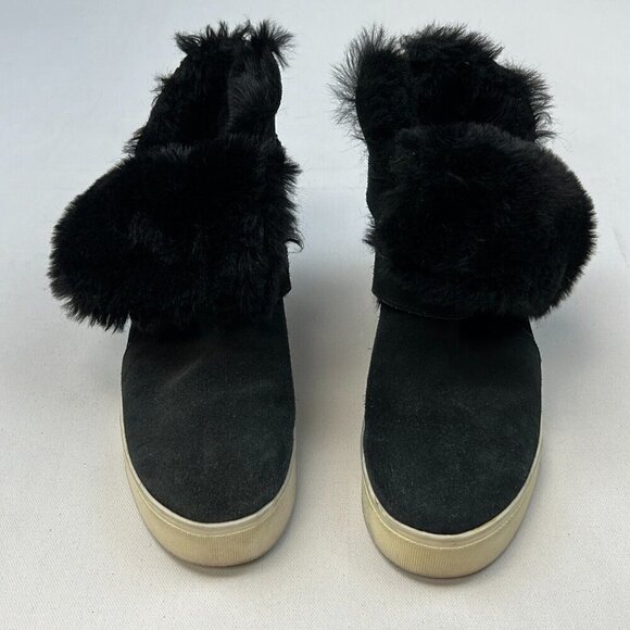 J/SLIDES Womens Black Suede Comfort Round Toe Ankle Winter Boots Size 8 - Picture 2 of 10